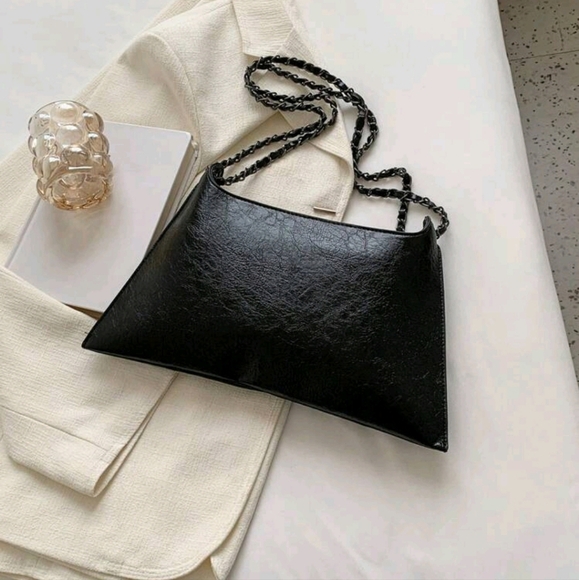 Punk Street Fashion Rivet Chain Decor Solid Color Vintage Elegant Shoulder - Picture 3 of 6